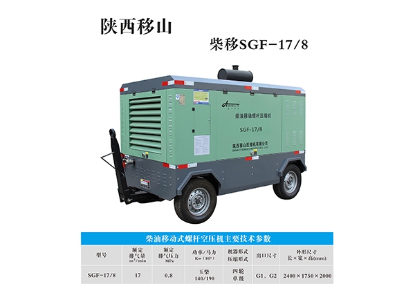 延安17立方8公斤140千瓦柴油移動(dòng)螺桿空壓機(jī)